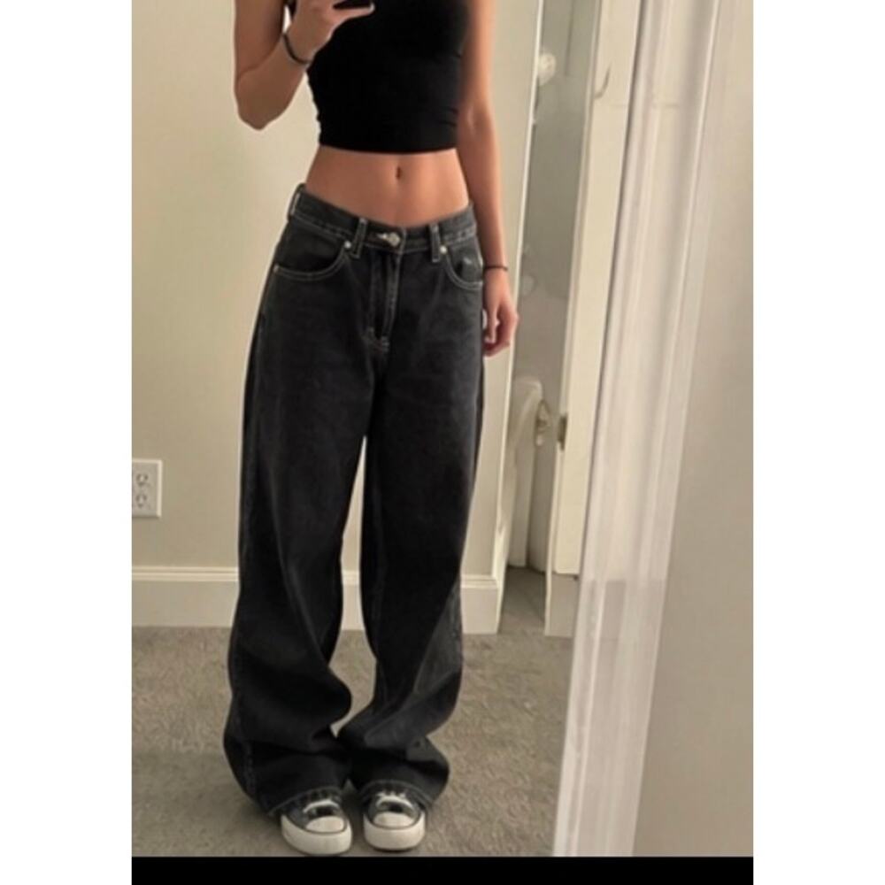 J Galt Black Baggy Wide Leg Jeans Size S